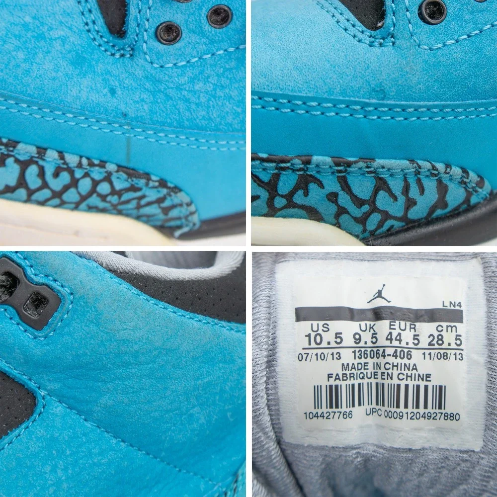Nike Air Jordan 3 Retro Powder Blue 136064-406 Men's Size US 10.5 UK 9.5 EU 44.5